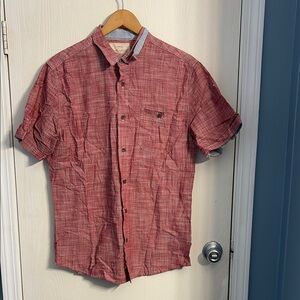Weatherproof Red Short Sleeve Casual Button Down Shirt